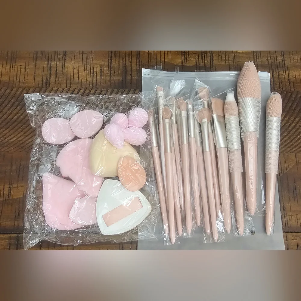 New Makeup Beauty Blenders (12) And Brushes‎ (15) Set-Pink